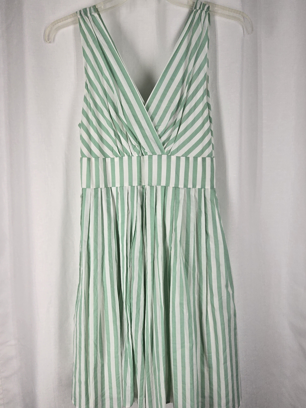 Molly Bracken Mint and White Striped V-Neck Midi Dress
